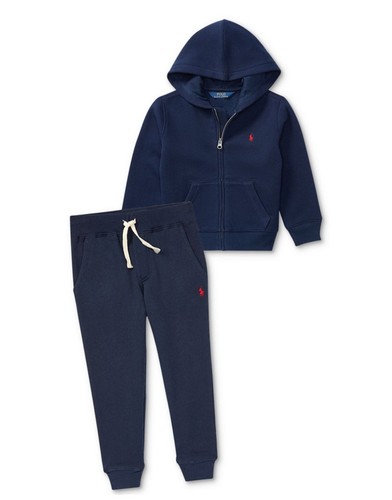 Polo Ralph Lauren Little Boys Cotton Fleece Zip Up Hoodie Color Navy Size 5 New - Picture 3 of 5
