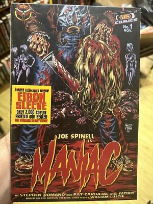 MANIAC #1 SEALED AND AUTOGRAPHED VHS COMICS EIBON Press 2017 Joe Spinell Horror