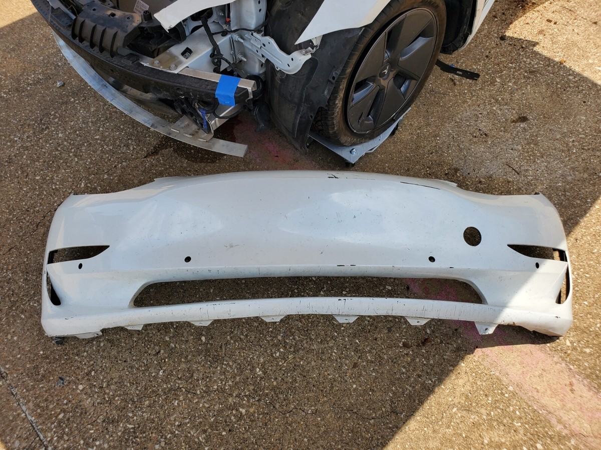 2017-2023 Tesla Front Bumper Cover Pearl White 3 w/Sensor Holes