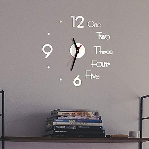 DIY 3D Modern Large Number Mirror Wall Sticker Big Watch Home Office Decor US - Picture 11 of 17
