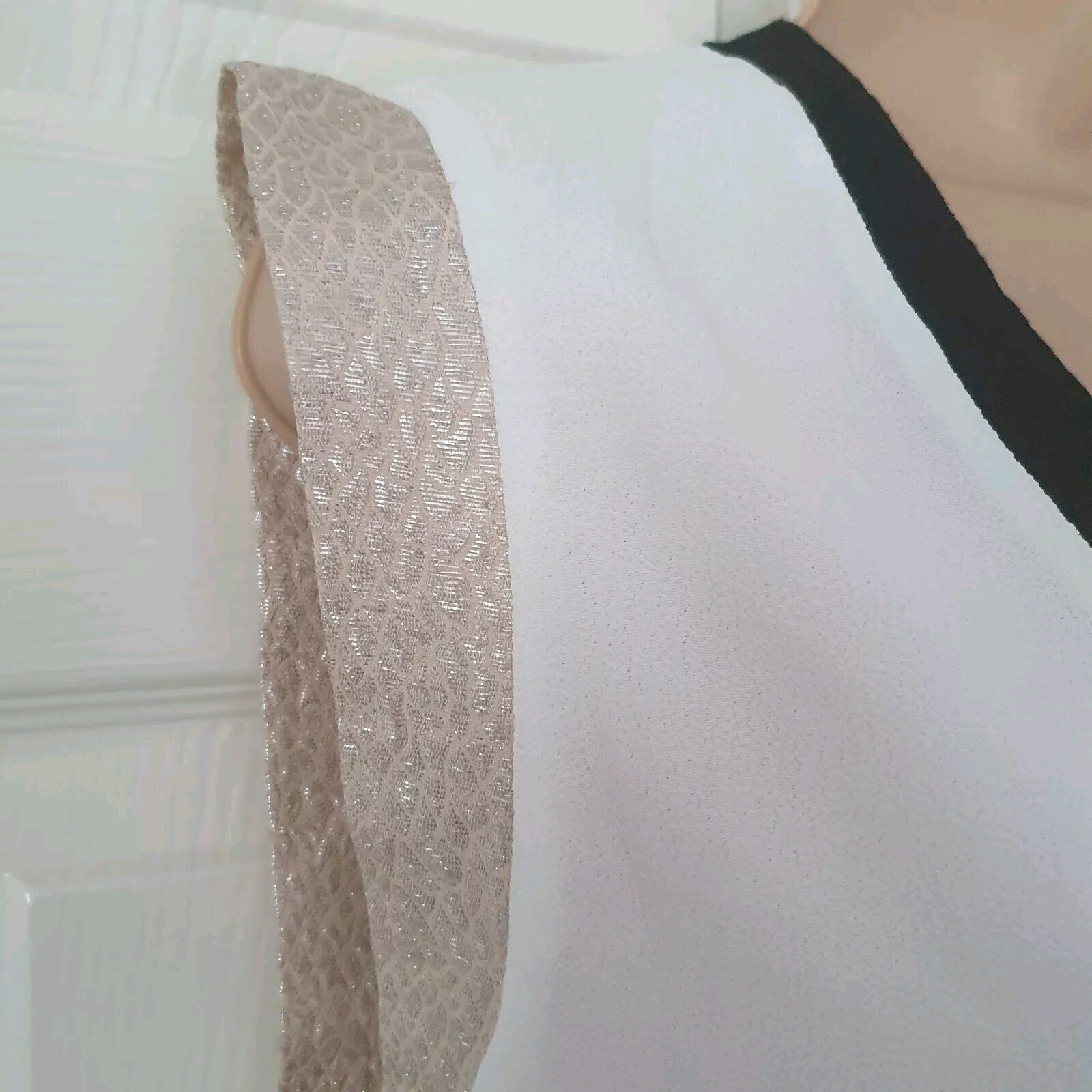 Maje Top Layered Beige Cream Black V Neck Size 2 UK 8 - 10 P2P 17" Summer 