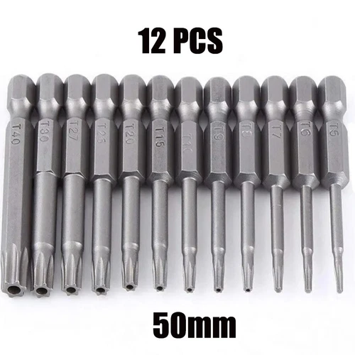 12x Tamper Proof Star Impact Driver Bit Set Security Screwdriver Bits Hex Shank