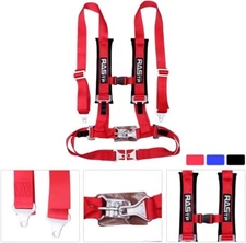 RASTP 4 Point Safety Harness Set with Ultra Comfort Heavy Duty Shoulder Pads Red