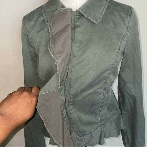 Caslon Nordstrom ruffle front Moto Green jacket - Picture 5 of 12