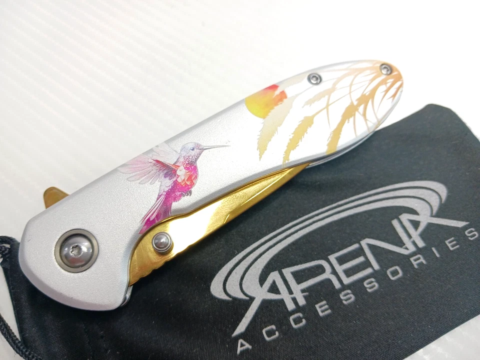 Cuchillo de Bolsillo Wartech Asistido por Resorte Abierto Plegable HUMMINGBIRD Hoja de Acero DORADO Foto 3 de 4