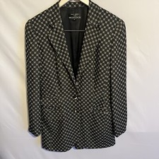 Tracy Reese For Magaschoni Women’s Black Floral Patterned Blazer Jacket Uk10
