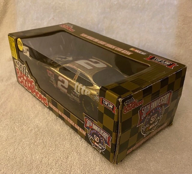Racing Champions 1997 Rusty Wallace #2 Miller Lite 1:24 gold diecast bank - Image 3 of 4