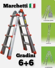 SCALA IN ALLUMINIO MULTIUSO MARCHETTI 6+6 GRADINI 6,30 MT