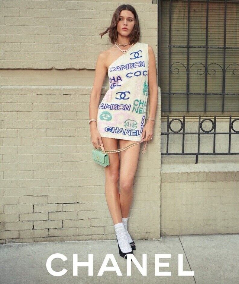 New 23P Chanel One Shoulder Mini Dress Knit CAMBON CC LOGO New 23P Chanel One Shoulder Mini Dress Knit CAMBON CC LOGO