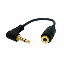 Right Angled 3.5mm 4pole Audio Stereo Male to Female Extension Cable Mic Sound
