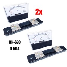 USA Analog Panel AMP Current Ammeter Meter Gauge DH-670 0-50A DC  Shunt 2 Sets