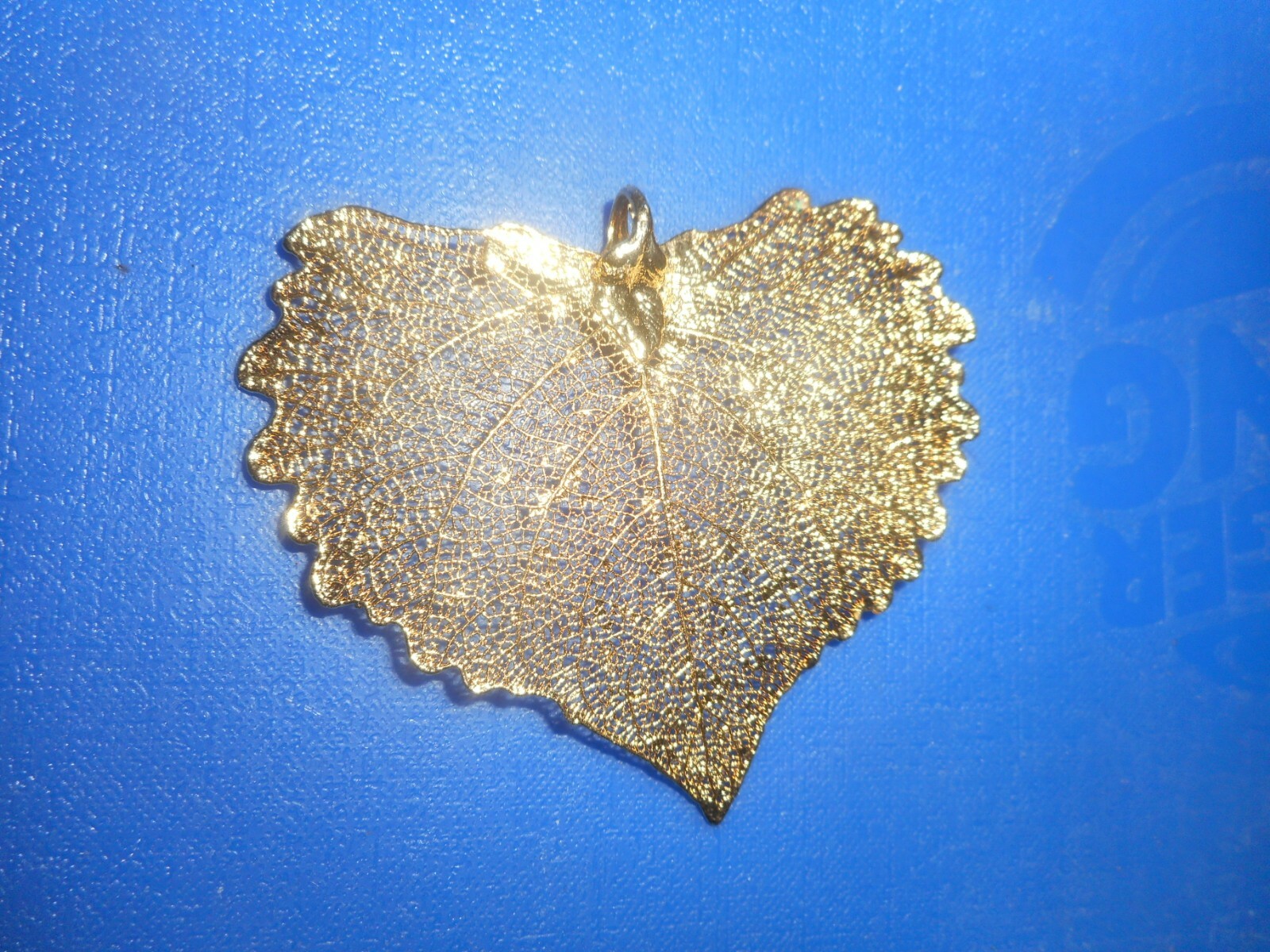 GOLD DIPPED PENDANT VINTAGE REAL LEAF Skeleton Go… - image 1