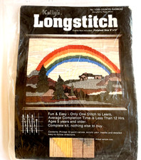 Kellys Longstitch Needle Yarn Craft Kit Country Rainbow 9"x12" New 1981 Vintage
