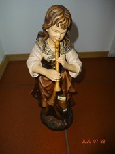 Holzfigur Frau mit Flöte Südtirol 40 cm holz geschnitzt bemalt H9