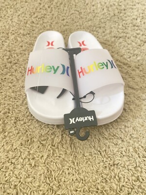 Hurley Jelly Size 10 White Rainbow Casual Platform Slide Sandals