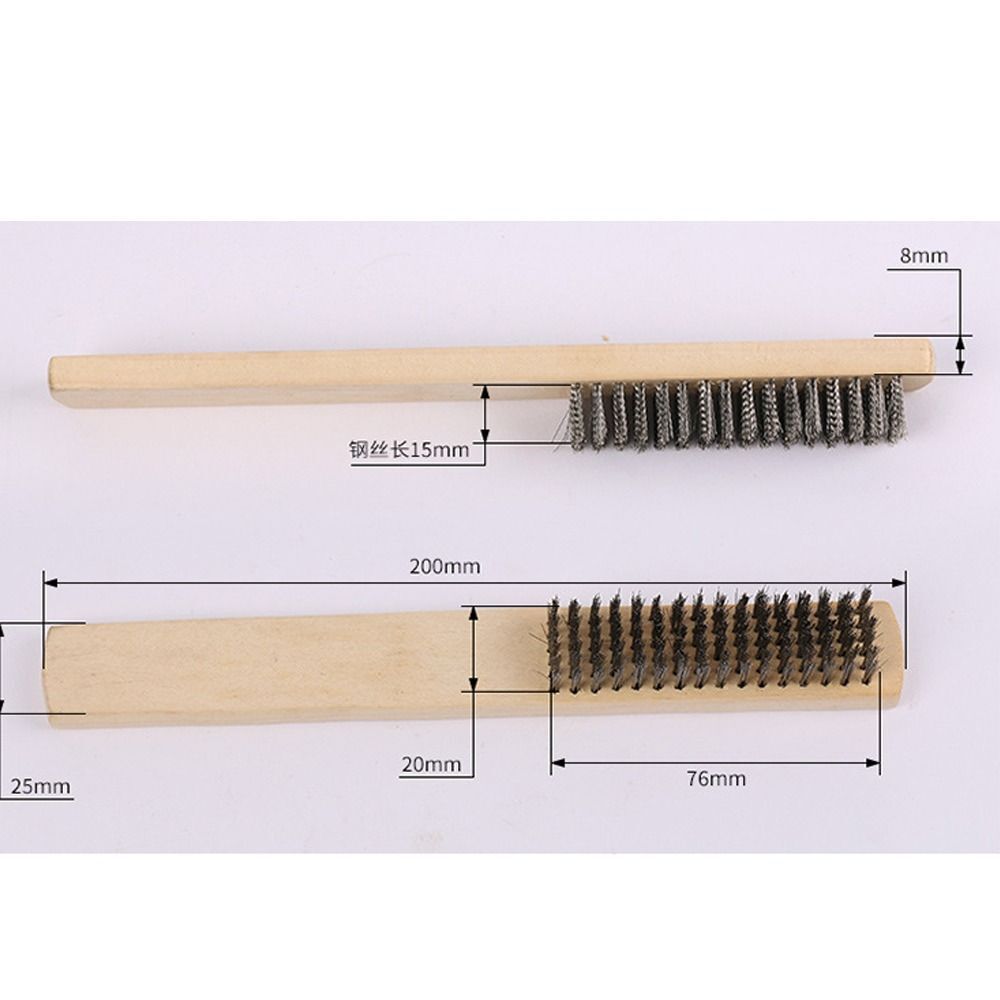 Wooden handle brush stainless steel wire brush paint removal clean eBay
