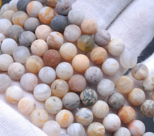 CUENTAS SUELTAS REDONDAS PIEDRAS PRECIOSAS DE ÁGATA BAMBÚ MATE 10 MM 15" - Imagen 2 de 4