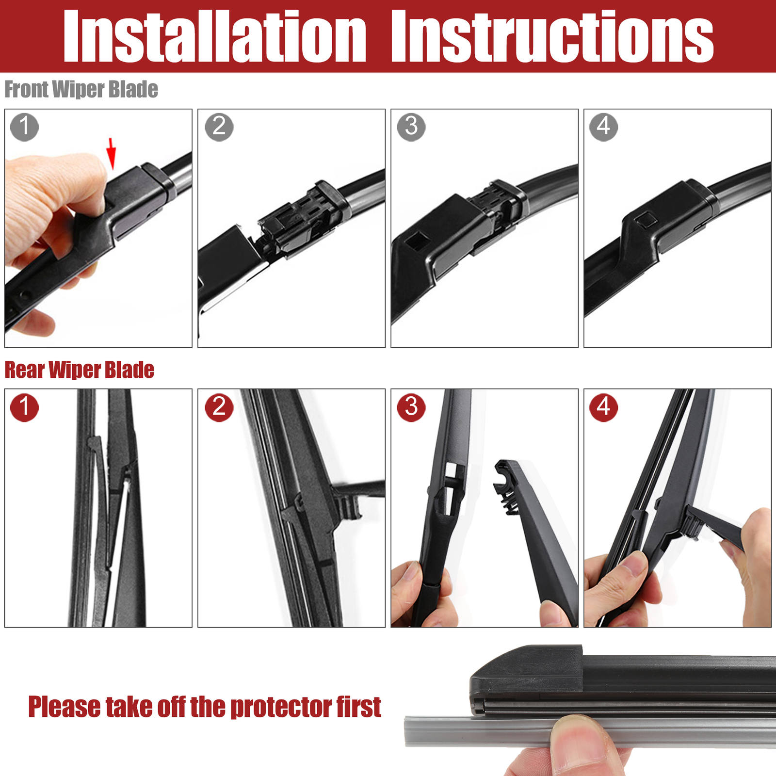 3 Pcs 22" 20" 11" Windshield Wiper Blade Kit for Jeep Renegade with Top