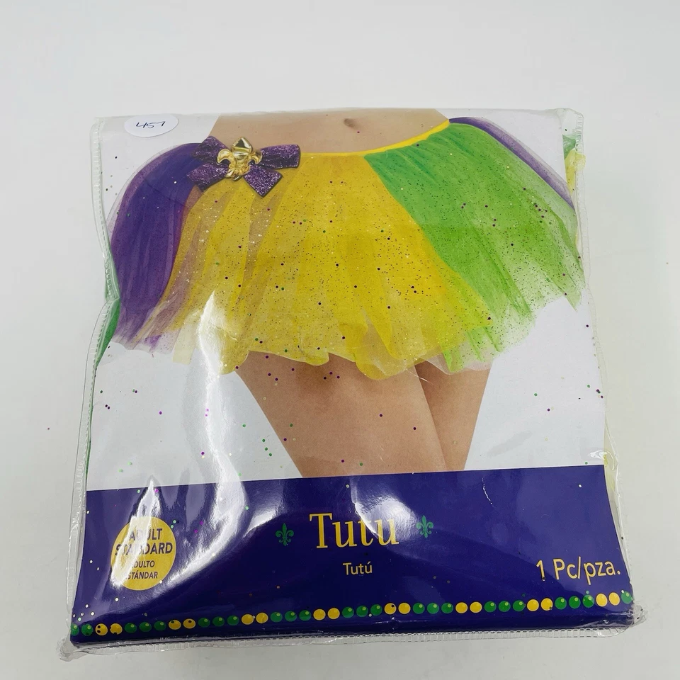 Adulto OSFM Brillo Malla Tutú Falda Verde Púrpura Dorado Halloween Mardi Gras 457 Foto 2 de 4