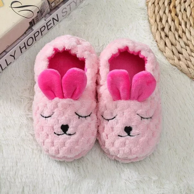 Cute Rabbit Kids Slippers Comfortable Baby Warm Cotton Shoes Boys