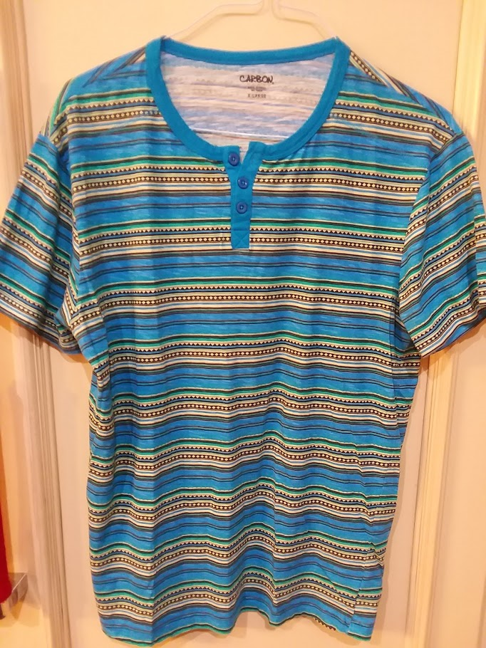 Carbon Polo Shirt XL - Vibrant Blue Stripe Design-image