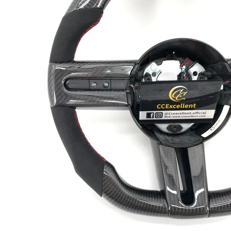 Volante/Alcantara de fibra de carbono real para Ford Mustang 05-09 S197 GT 05-12 - Imagem 3 de 4
