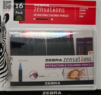 Zebra Zensations Retractable Colored Pencils, Assorted Colors, 16 Pack