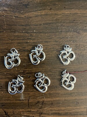 6 Piece Wholesale Lot OM INDIA Pendant Silver & Stones 1.25 
