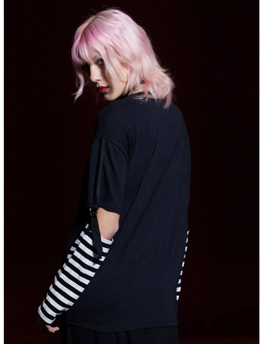 Skelanimals Diego Goth Emo Punk Stripe Oversized Long-Sleeve