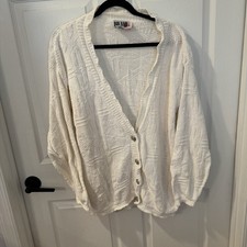 Vintage-BRAND NEW - made in the USA white cardigan cotton granny style 80's