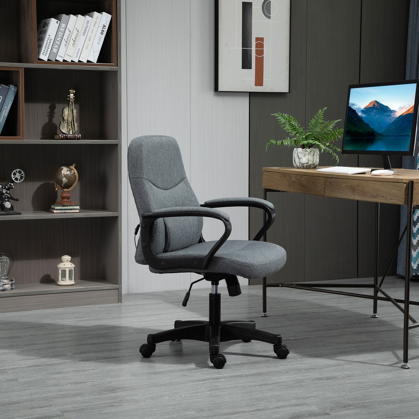 Vinsetto Office Chair with Massage 360° Swivel Chair Adjustable Height Grey