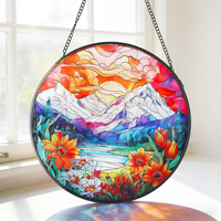 Buntglas Fensterdeko HäNgend Sonnenberg, Suncatcher SonnenfäNger Basteln Stained