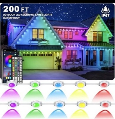 INZIDOL PERMANENT OUTDOOR LIGHTS 200FT RGB EAVE LIGHT WATERPROOF LIGHTING