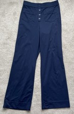 Halara Wide Leg Pants Women Medium Navy Patch Pocket Button Fly Stretch Comfort
