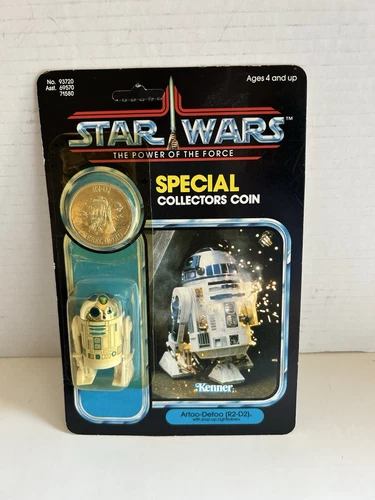 Vintage Star Wars Power Of The Force R2-D2 Coin Unpunched Kenner 1984 92 Back - Picture 15 of 24