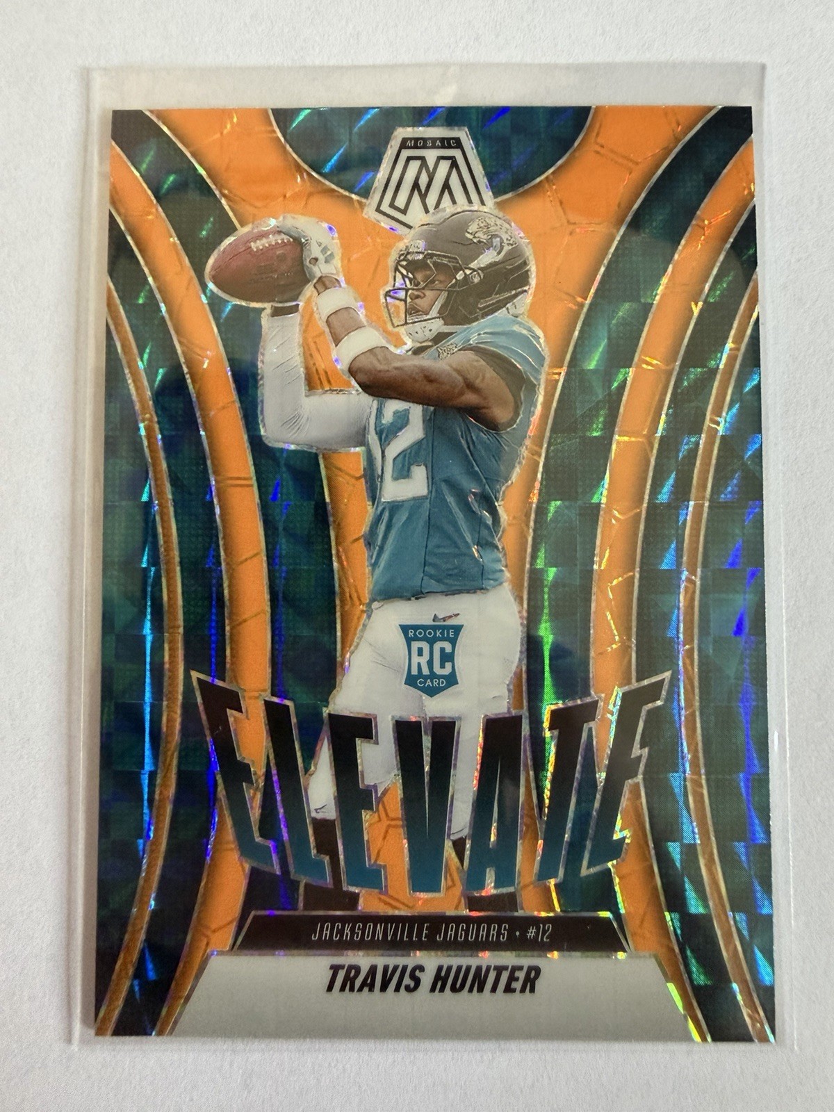 2025 Panini Mosaic - Elevate Travis Hunter #1 Orange Fluorescent Prizm (RC)