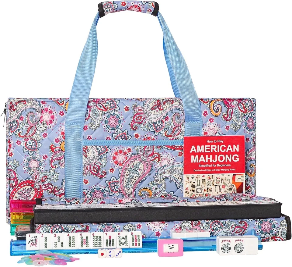 American Mahjong Set with 166 Tiles, Racks, Pusher, Bag, Accessories, and Manual - Image 3 of 4