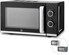 Image of Swan Windsor Black Microwave 20L Microwave Textured Finish & Chrome SM4424BLK