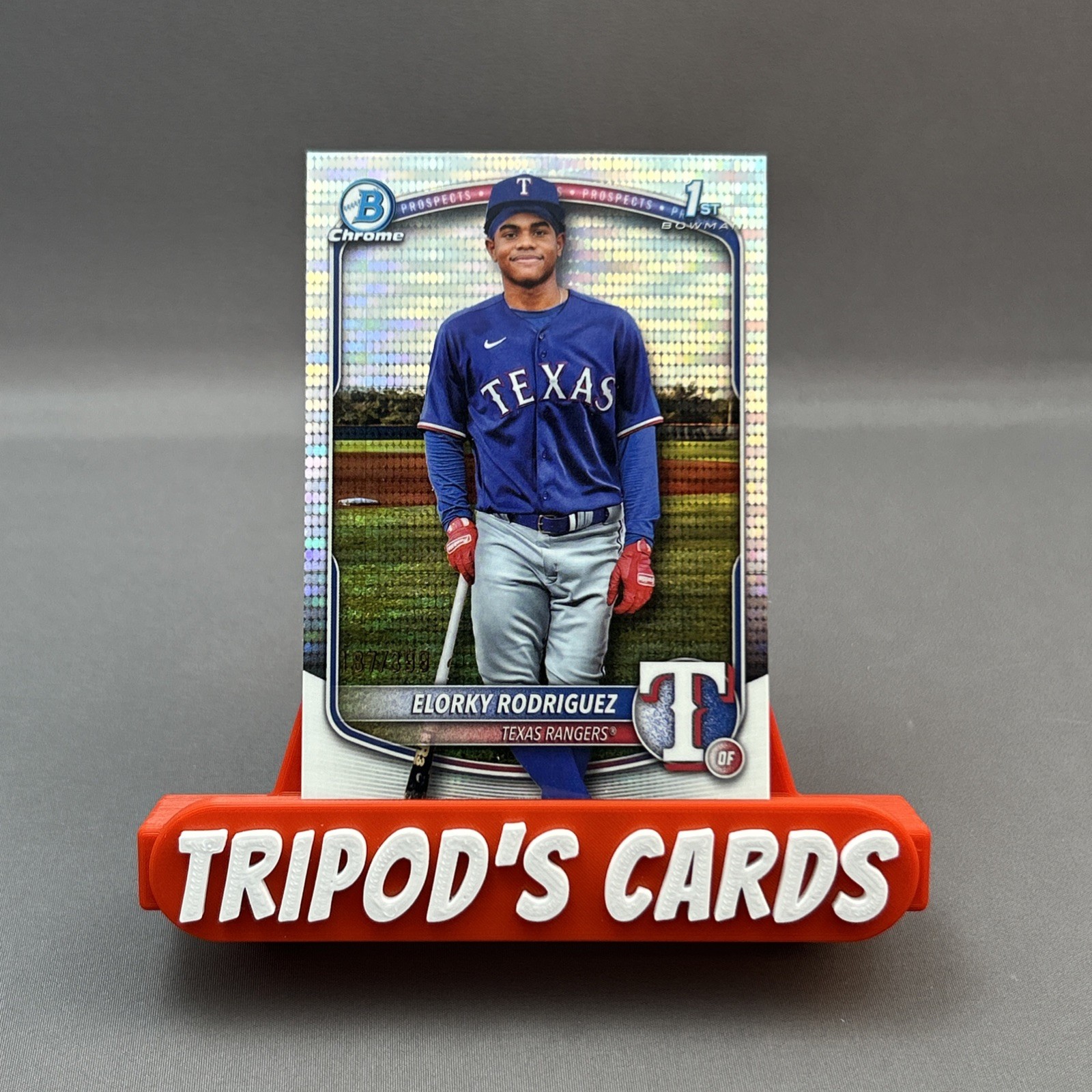 2025 Bowman Chrome 1st Elorky Rodriguez #BCP-186 Pulsar Refractor #187/399 Texas