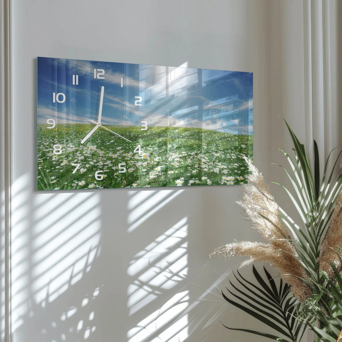 Reloj de Pared Rectangular Horizontal de Vidrio Templado Premium Prado 60x30 cm