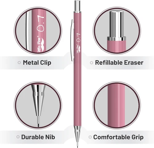 Mr. Pen- Boho Mechanical Pencil Set with Lead and Erasers Refills, 6 Pack, Boho - Picture 7 of 9