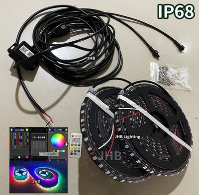 JHB IP68 16.5FT x2Rolls RGB CHASING Flow LED Vented hood Undercar Strips Lights