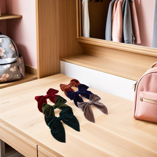 12 Pcs Velvet Hair Bow Clips Big Bows for Kids Toddlers Teens School Party - Bild 7 von 12
