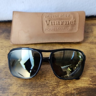 Vuarnet 4003 Men's Square Sunglasses Black Plastic Frame Brown Lens