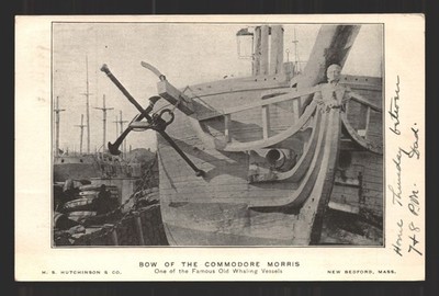 bow of the Commodores Morris Whaling Vessel Antique c.1905 Postcard Undivided