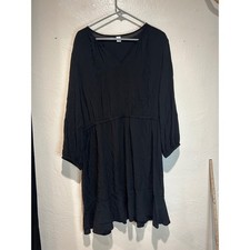 Old Navy Womens XL Black V-Neck Long Sleeve Elastic Waist Mini Dress Viscose