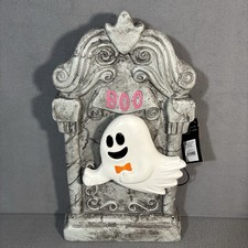 New Halloween 16in Light Sound Ghost Tombstone Decorative Prop Seasonal Animated