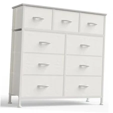  9 Drawer Storage Dresser with Wood 11.8"D x 39.6"W x 39.4"H (9 Drawers) White