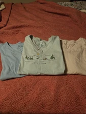 LIFE IS GOOD Women's Lot 3 short-sleeve Beige, Blue, Green,  V-Neck Large