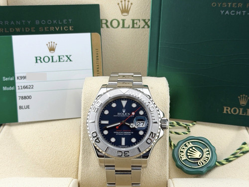 Rolex Yacht Master 116622 40mm Blue Dial Platinum Bezel Steel ...